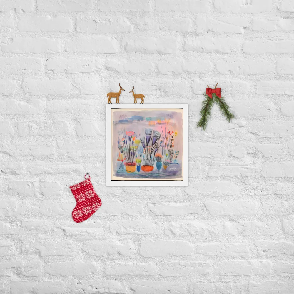 Dreamy Botanical Study 
 Poster with White Frame | 14″x 14″