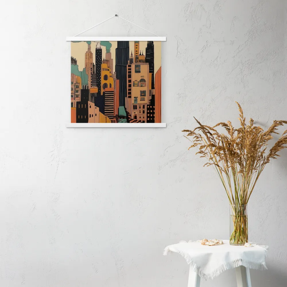 Urban Symphony in Ink | Poster With White Wood Hanger | 18″×18″