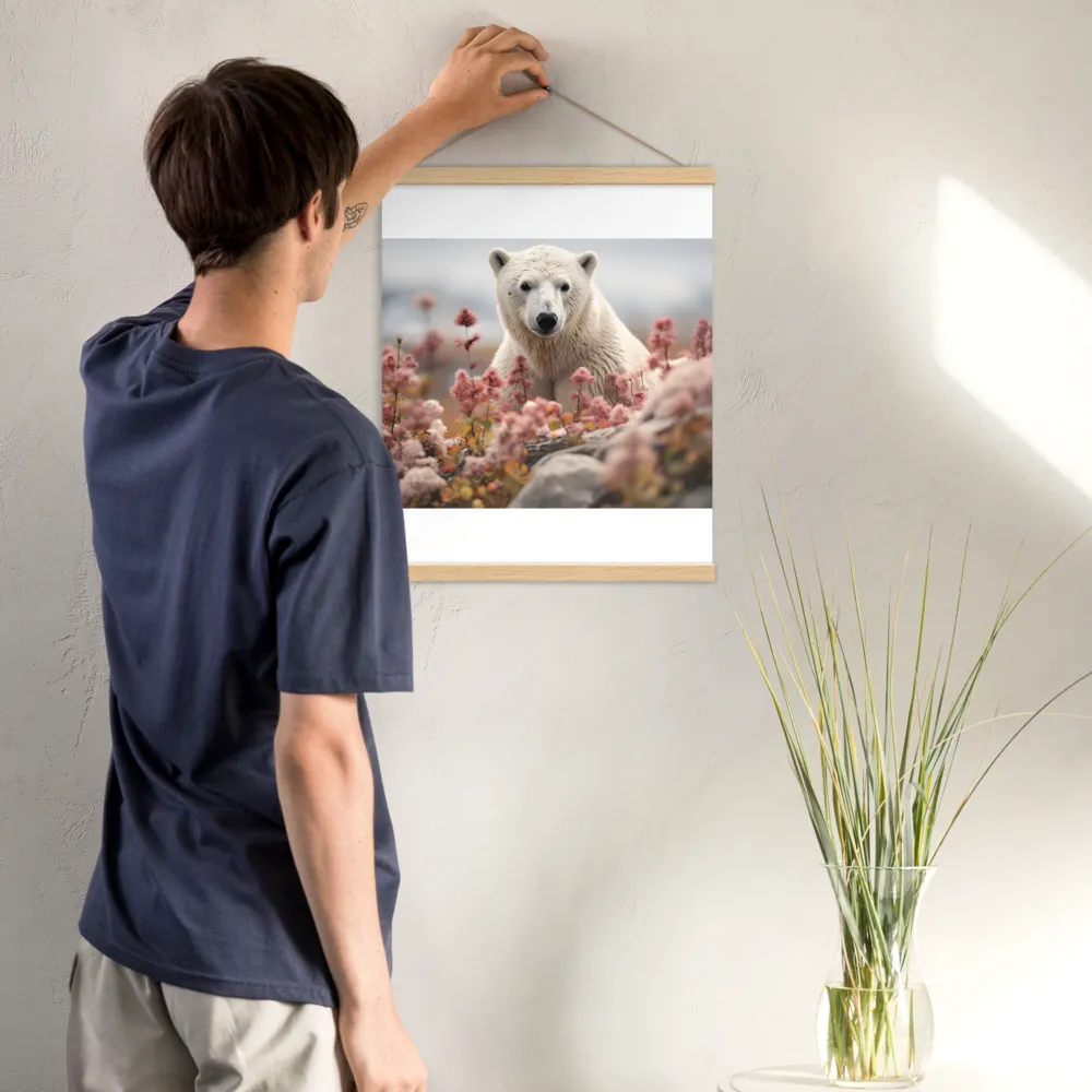 Curiosity Among Blooms: The Polar Bear | Art Print