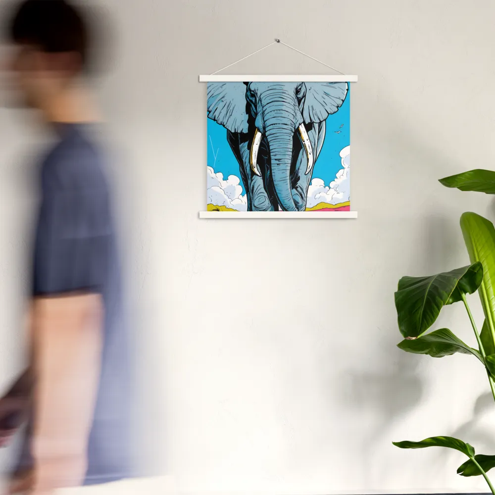 Majestic Presence: The Elephant | Poster With White Wood Hanger | 18″×18″