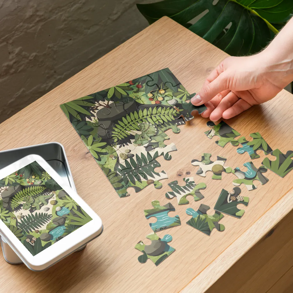 Jungle Triceratops 
 Jigsaw Puzzle in Tin Box