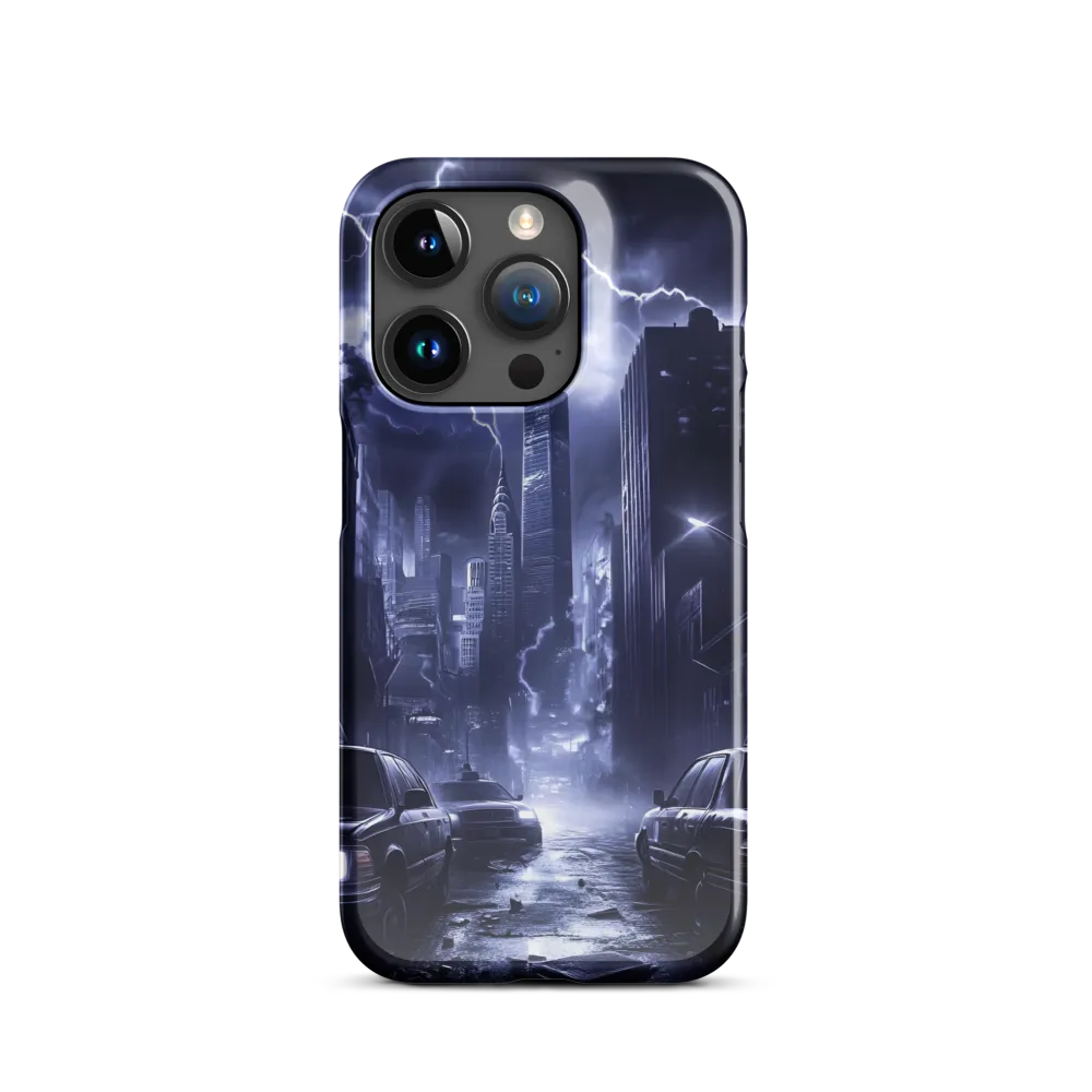 Stormy Cityscape: Shadows of the Night | Phone Case |  15 Pro | Snap Case | Glossy