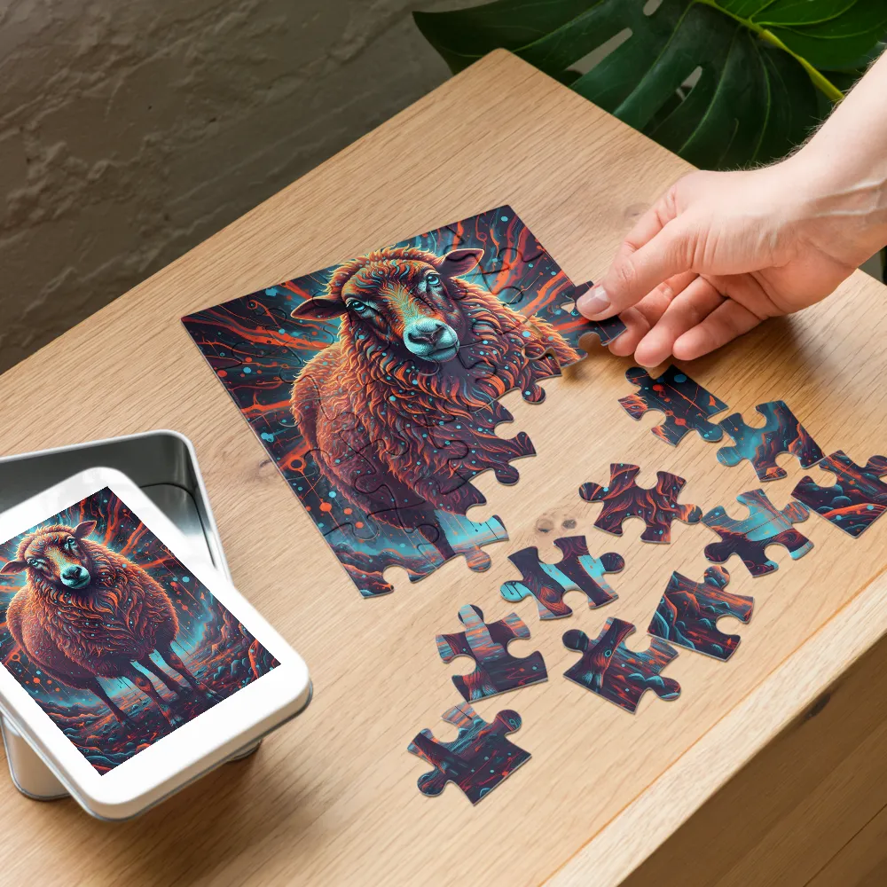 Luminous Sheep 
 Jigsaw Puzzle in Tin Box