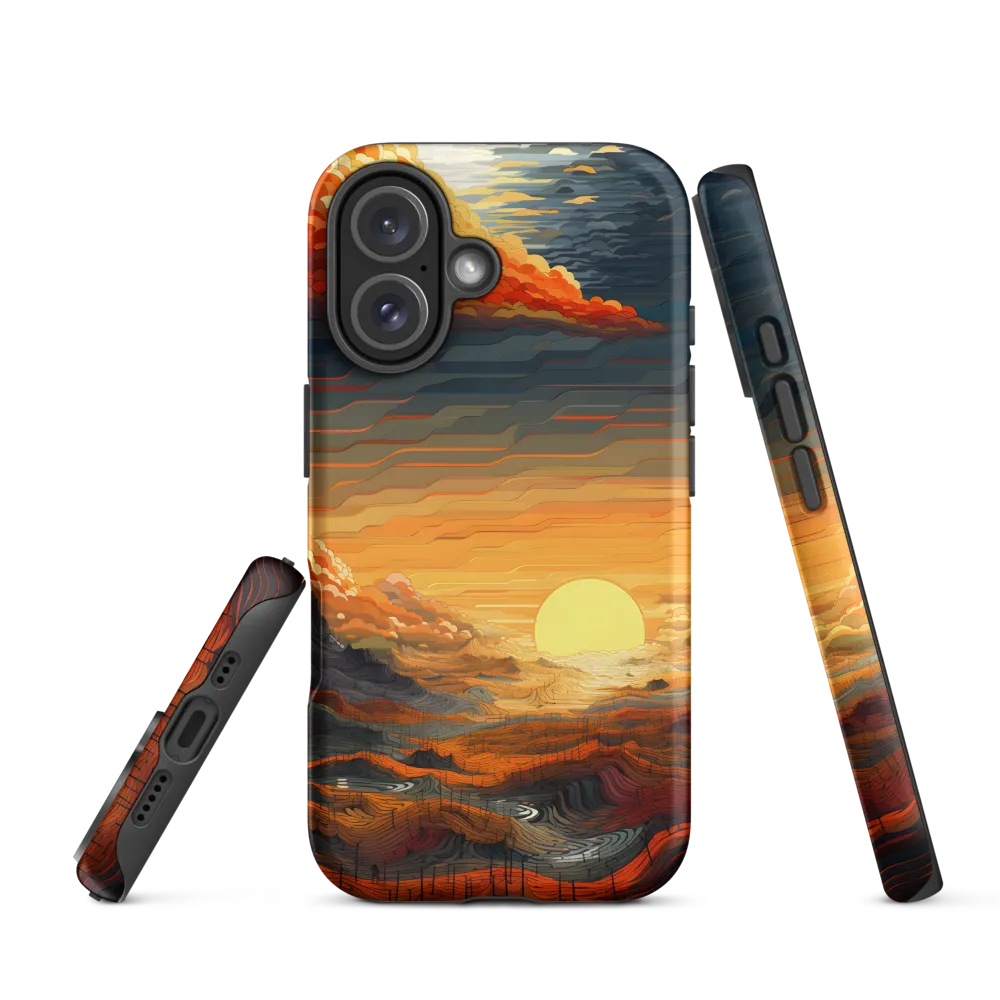 Ethereal Sunset: A Serene Landscape in Flowing Forms