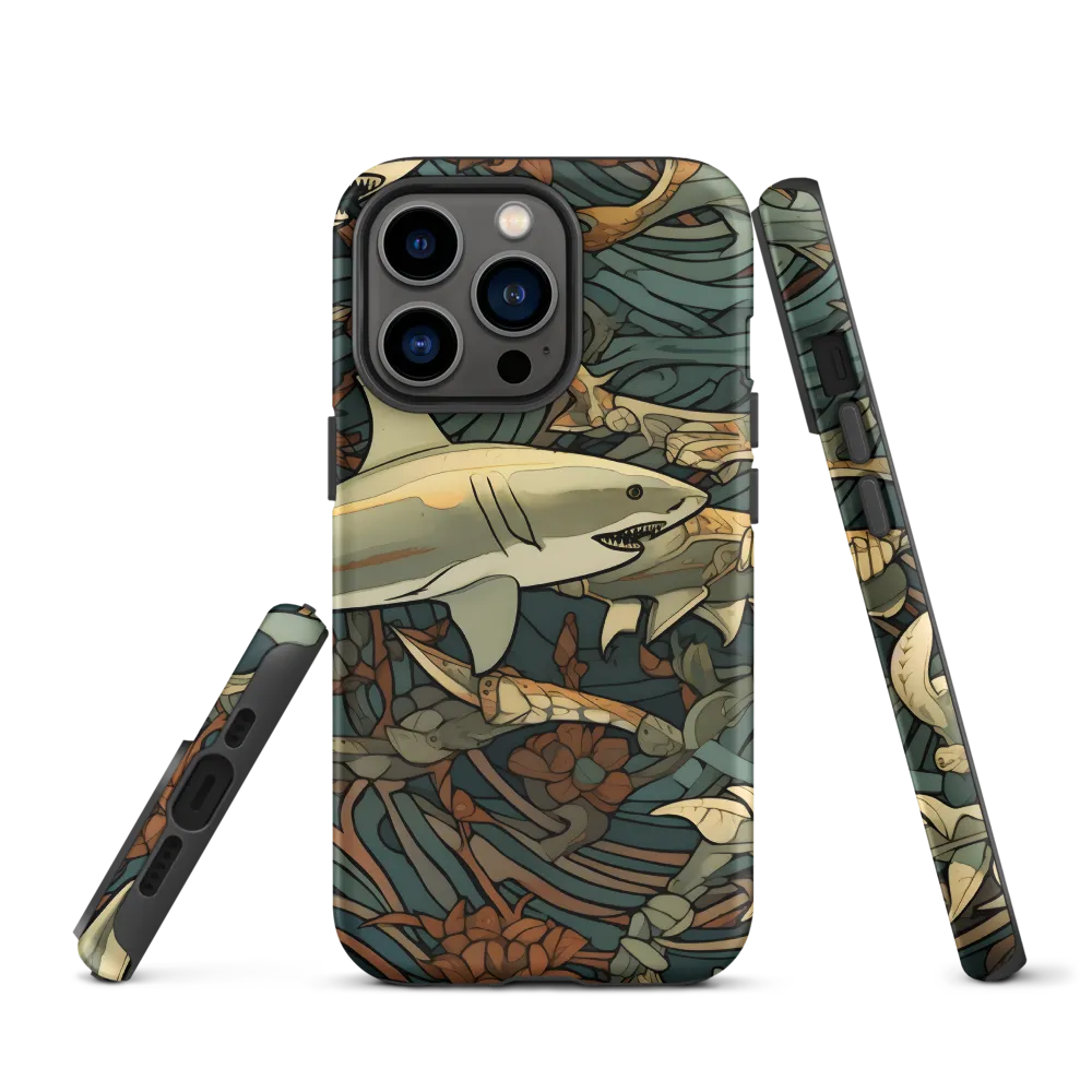 Dynamic Harmony of Sharks and Flora | Phone Case |  13 Pro | Tough Case | Matte