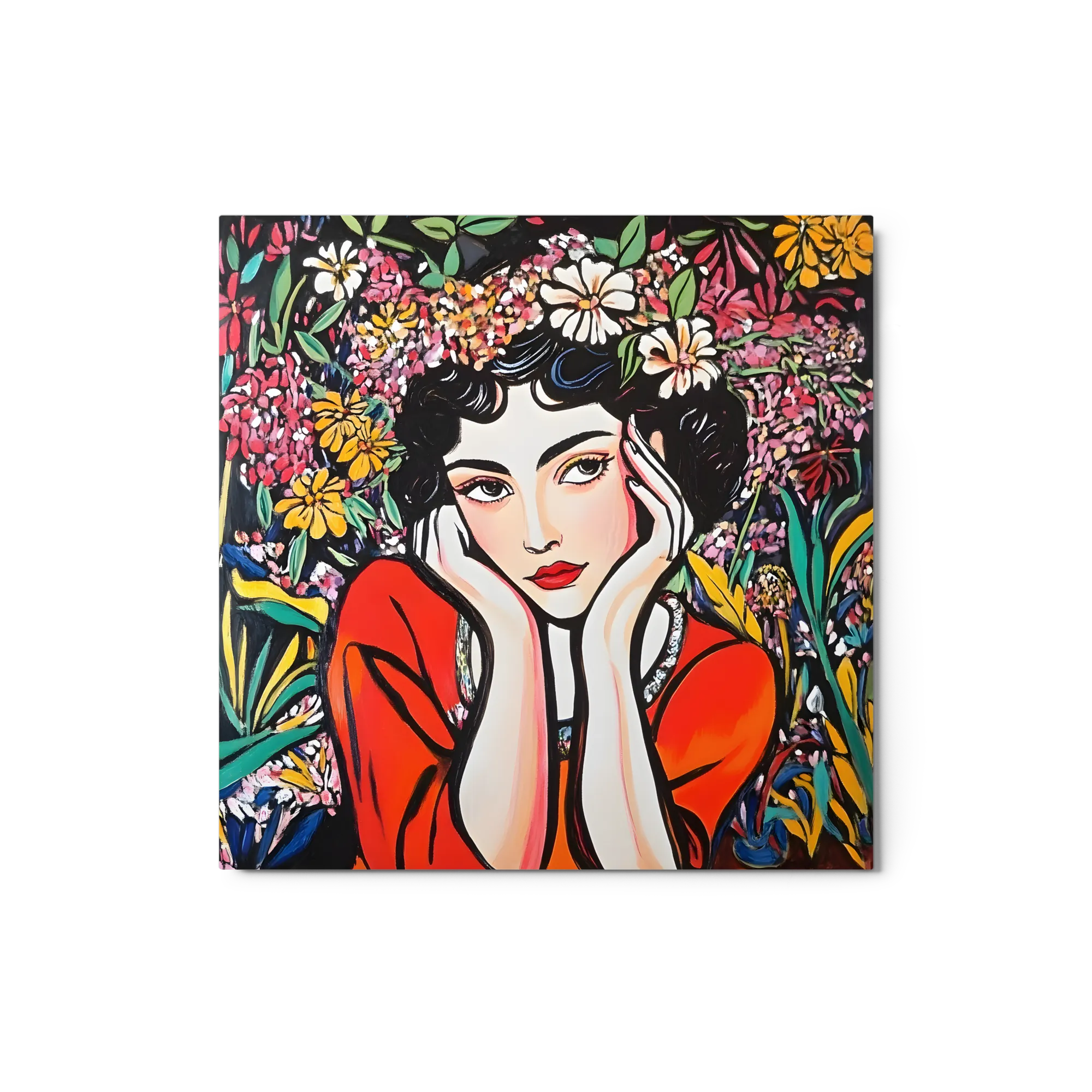 Floral Contemplation 
 Metal Print | 12″x 12″