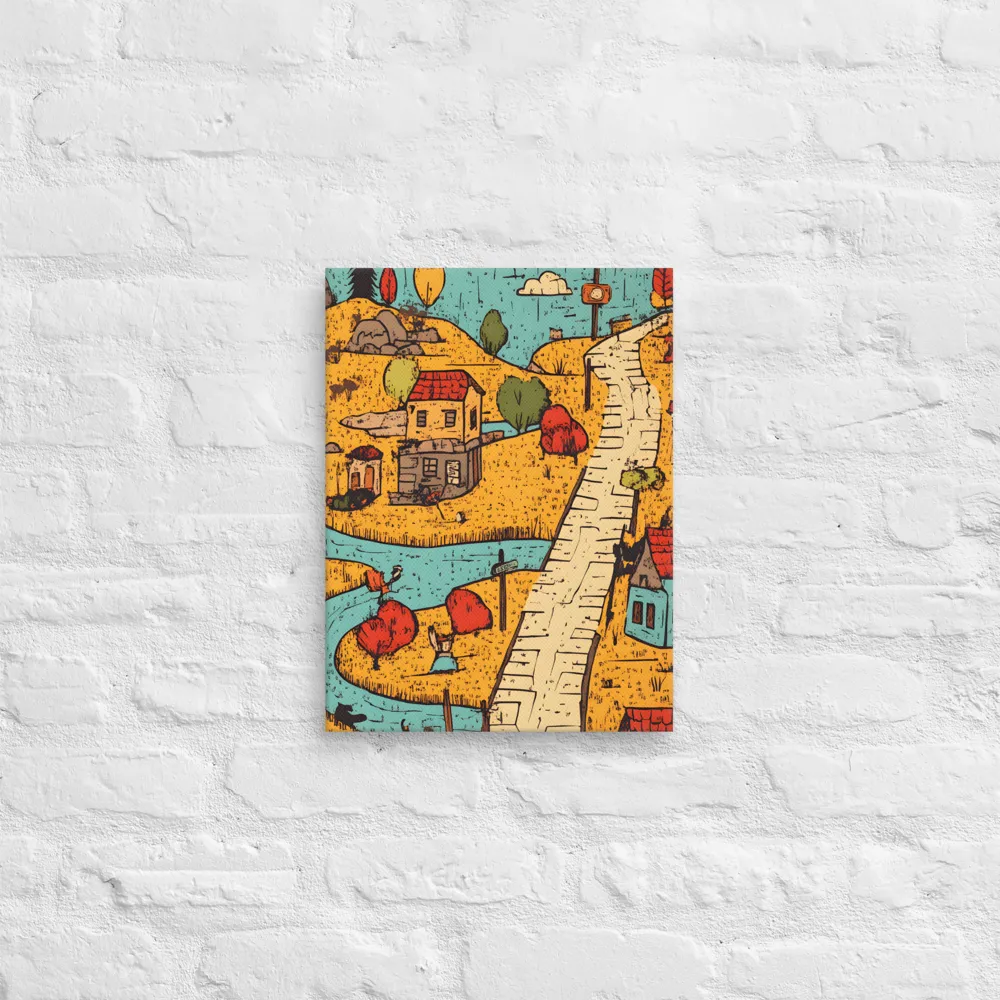 Whimsical Village Landscape | Canvas | 12″×16″