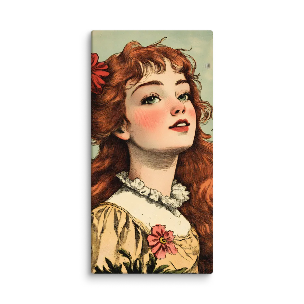 Whimsical Portrait of a Flower-Adorned Girl | Canvas | 16″×32″