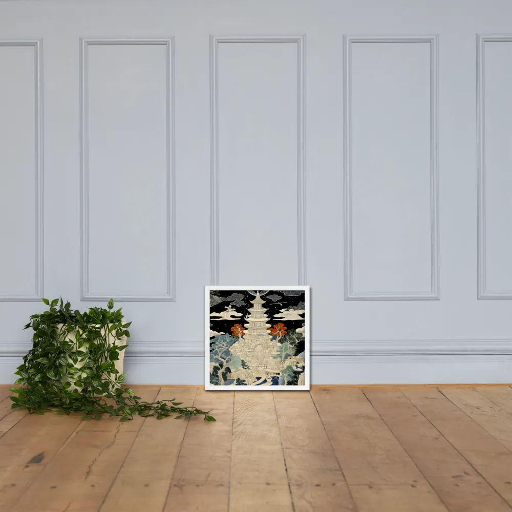Whispers of the Pagoda | Poster with White Frame | 16″×16″