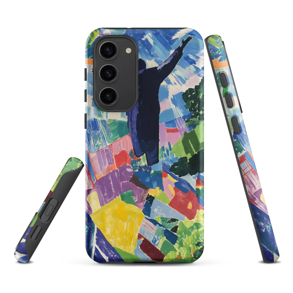 Elysium: A Soaring Figure Amidst Colorful Landscapes | Phone Case |  S23 Plus | Tough Case | Matte