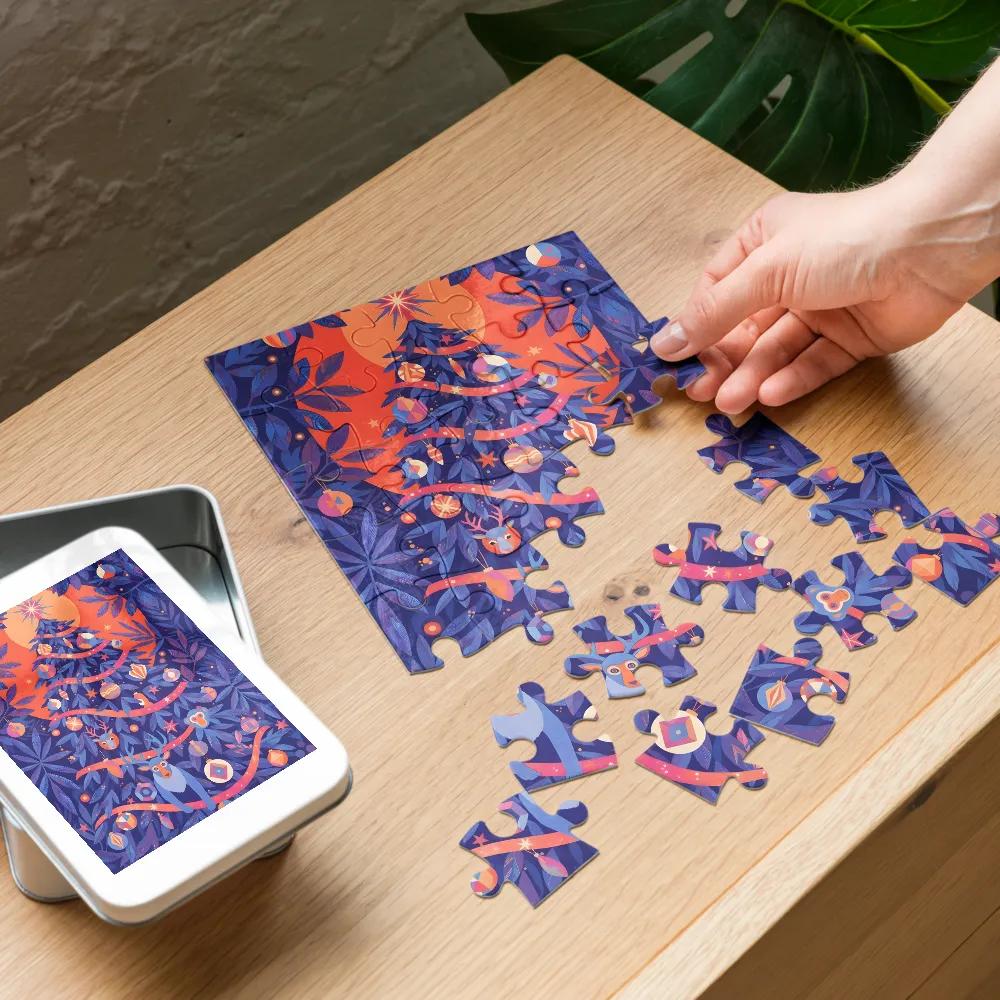 Moonlit Christmas Tree 
 Jigsaw Puzzle in Tin Box