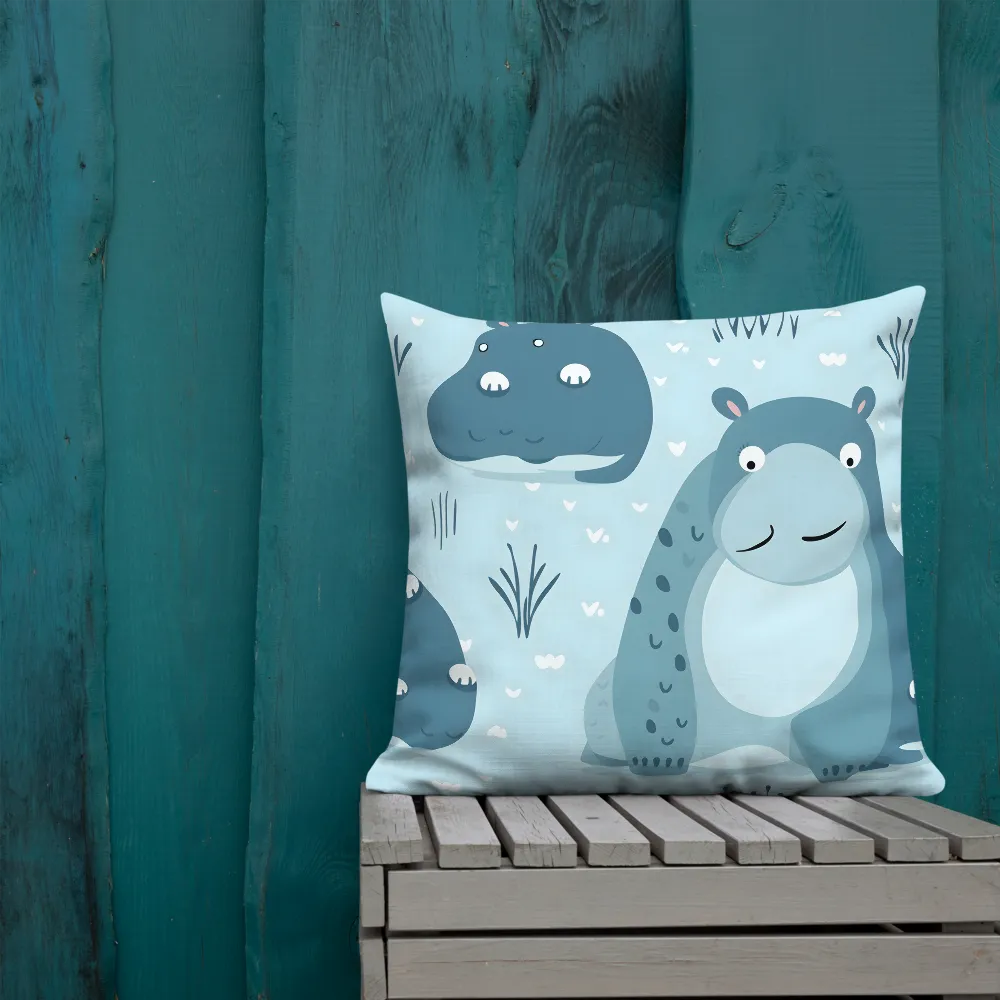 Whimsical Hippo Delight | Pillow & Pillow Case | Multiple Sizes