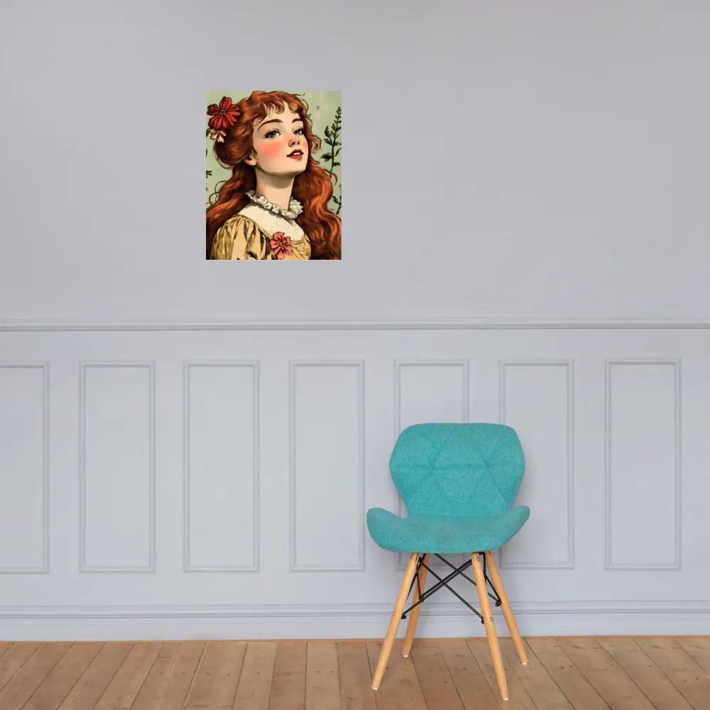 Whimsical Portrait of a Flower-Adorned Girl | Poster | 16″×20″