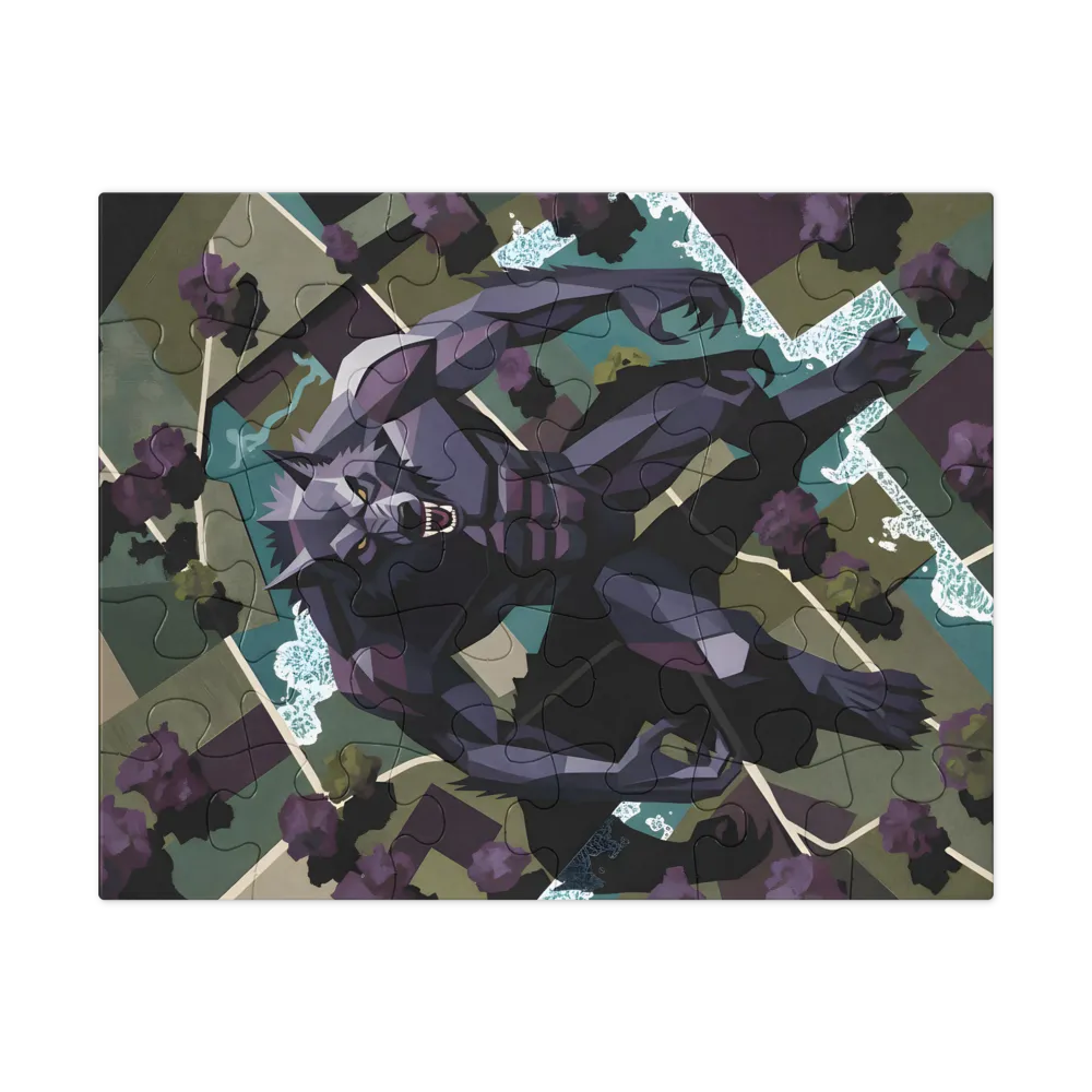 Geometric Werewolf 
 Jigsaw Puzzle in Tin Box