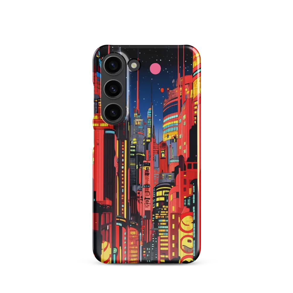 Neon Dreams: A Cyberpunk Cityscape | Phone Case |  S23 | Snap Case | Glossy