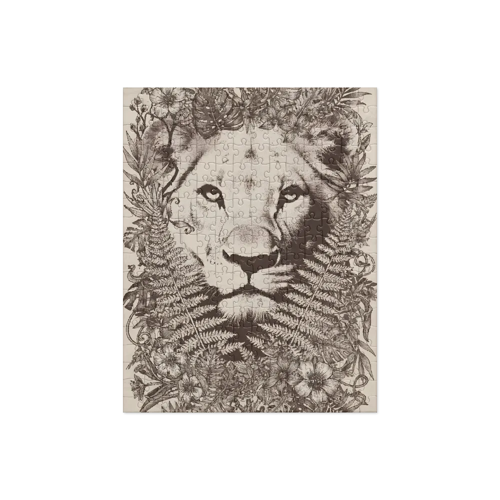 Lion Among Ferns 
 Jigsaw Puzzle