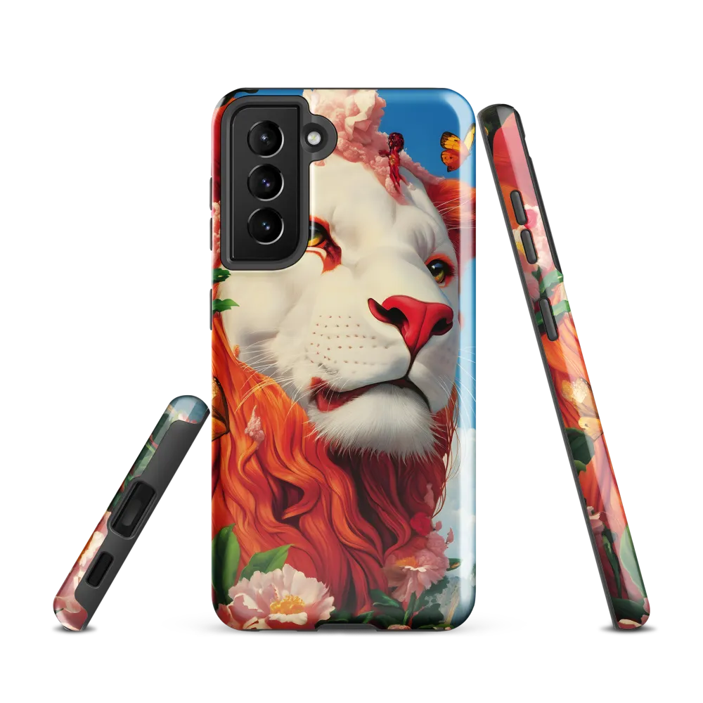 Majestic Lion Amidst Floral Splendor