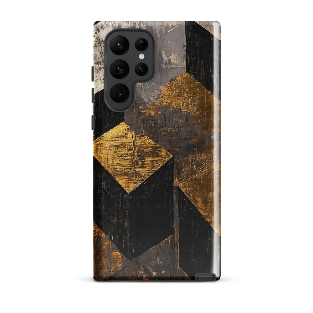 Geometric Harmony in Gold and Black | Phone Case |  S22 Ultra | Tough Case | Glossy
