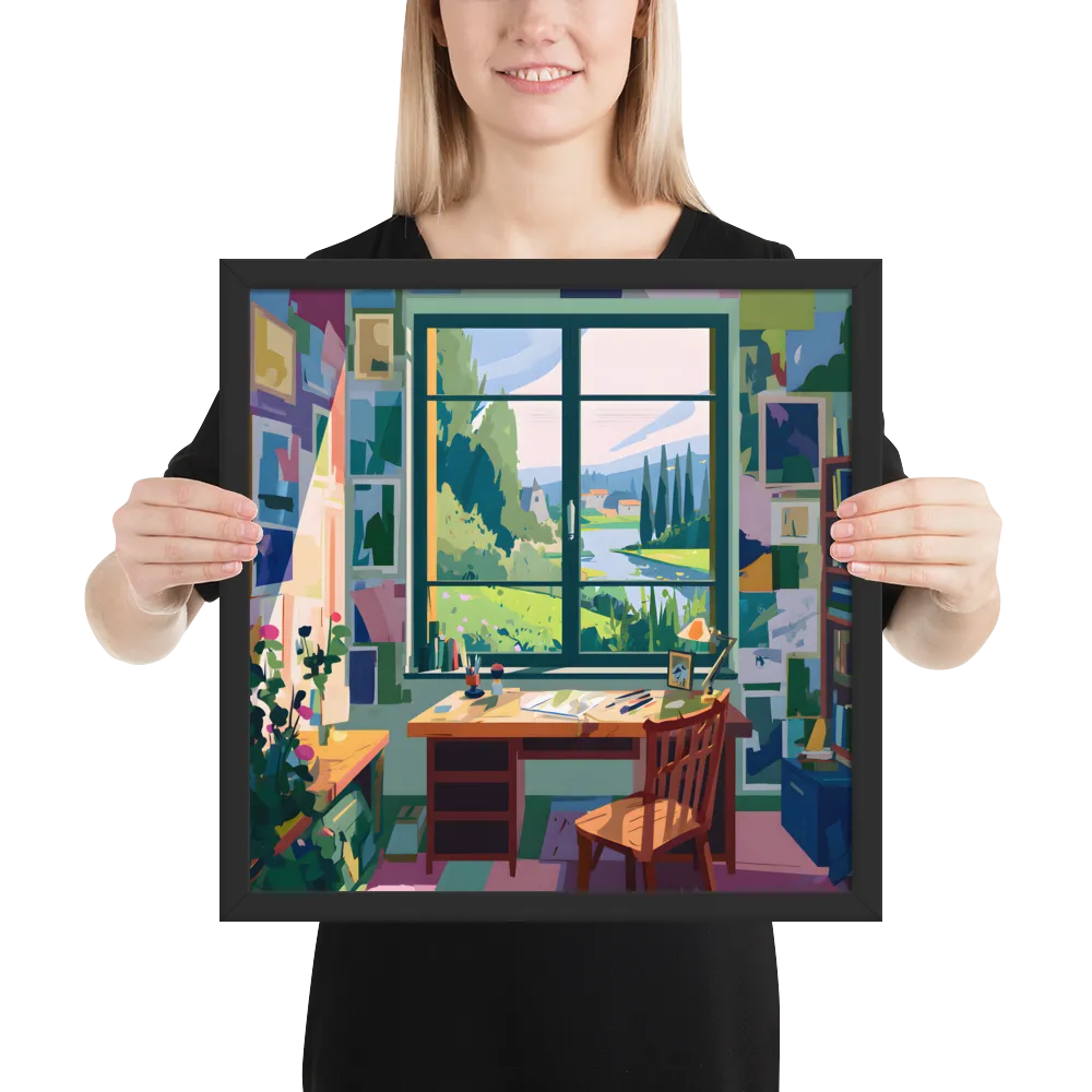 Sunlit Studio Window 
 Poster with Black Frame | 16″x 16″