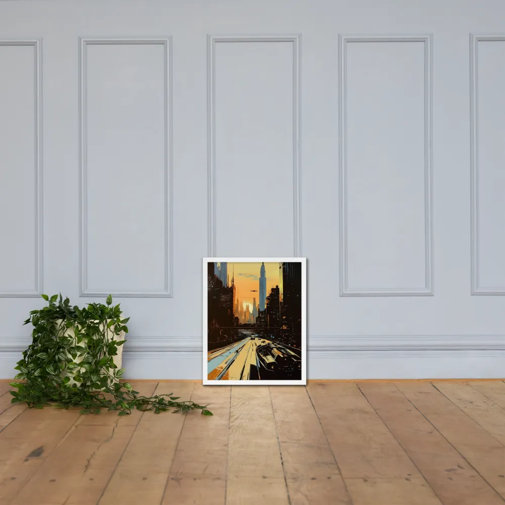 Metro Nexus: A Futuristic Cityscape | Poster with White Frame | 16″×20″