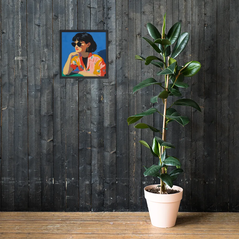 Sunglass Reverie 
 Poster with Black Frame | 16″x 16″