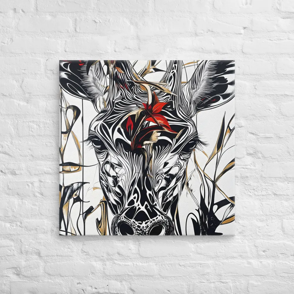 Floral Elegance: The Giraffe's Portrait | Canvas | 28″×28″