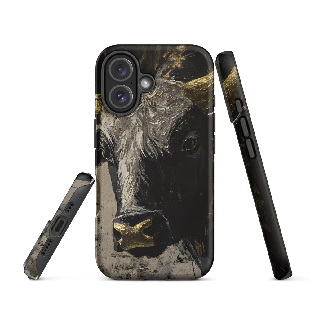 Majestic Bull: The Power in Black and Gold | Phone Case |  16 | Tough Case | Matte