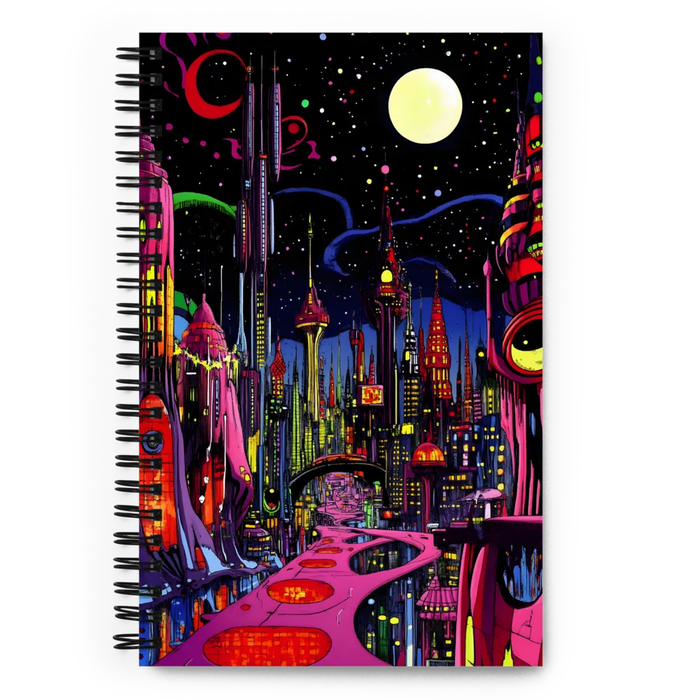 Neon Dreams of a Futuristic City | Spiral Notebook