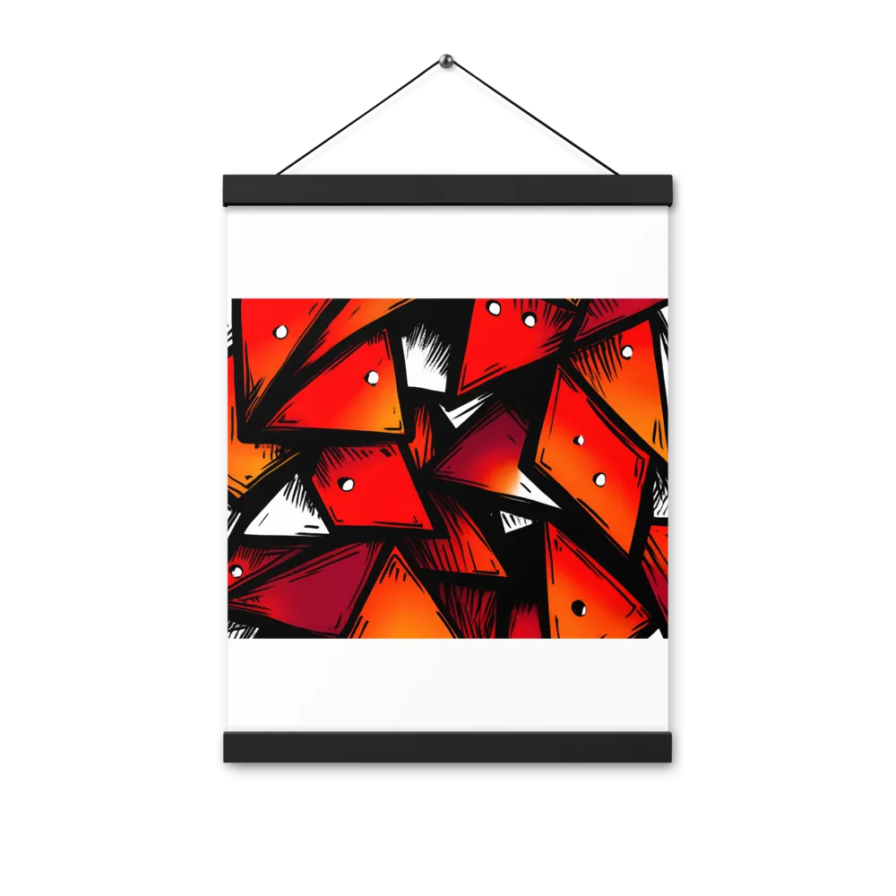 Dynamic Geometry of Red and Orange | Poster With Black Wood Hanger | 12″×16″