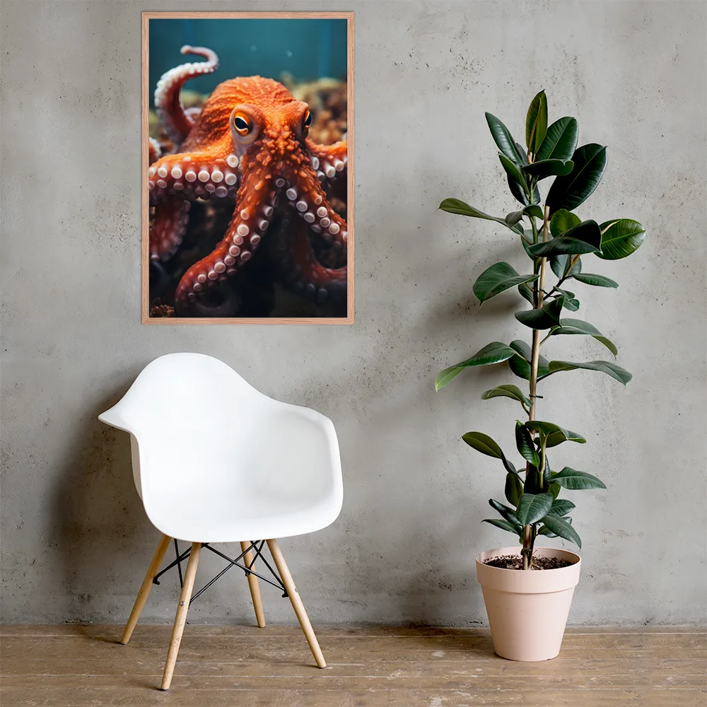 Curious Depths | Poster with Red oak Frame | 24″×36″