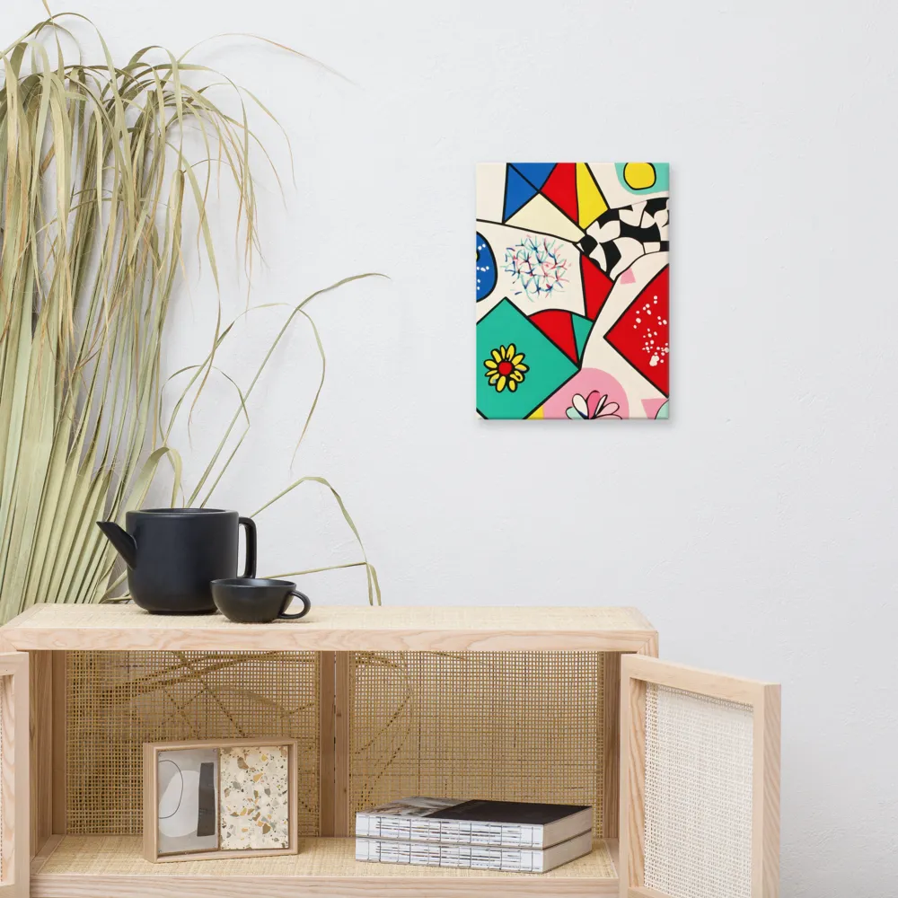 Joyful Geometry: A Playful Dance of Shapes and Colors | Canvas | 12″×16″