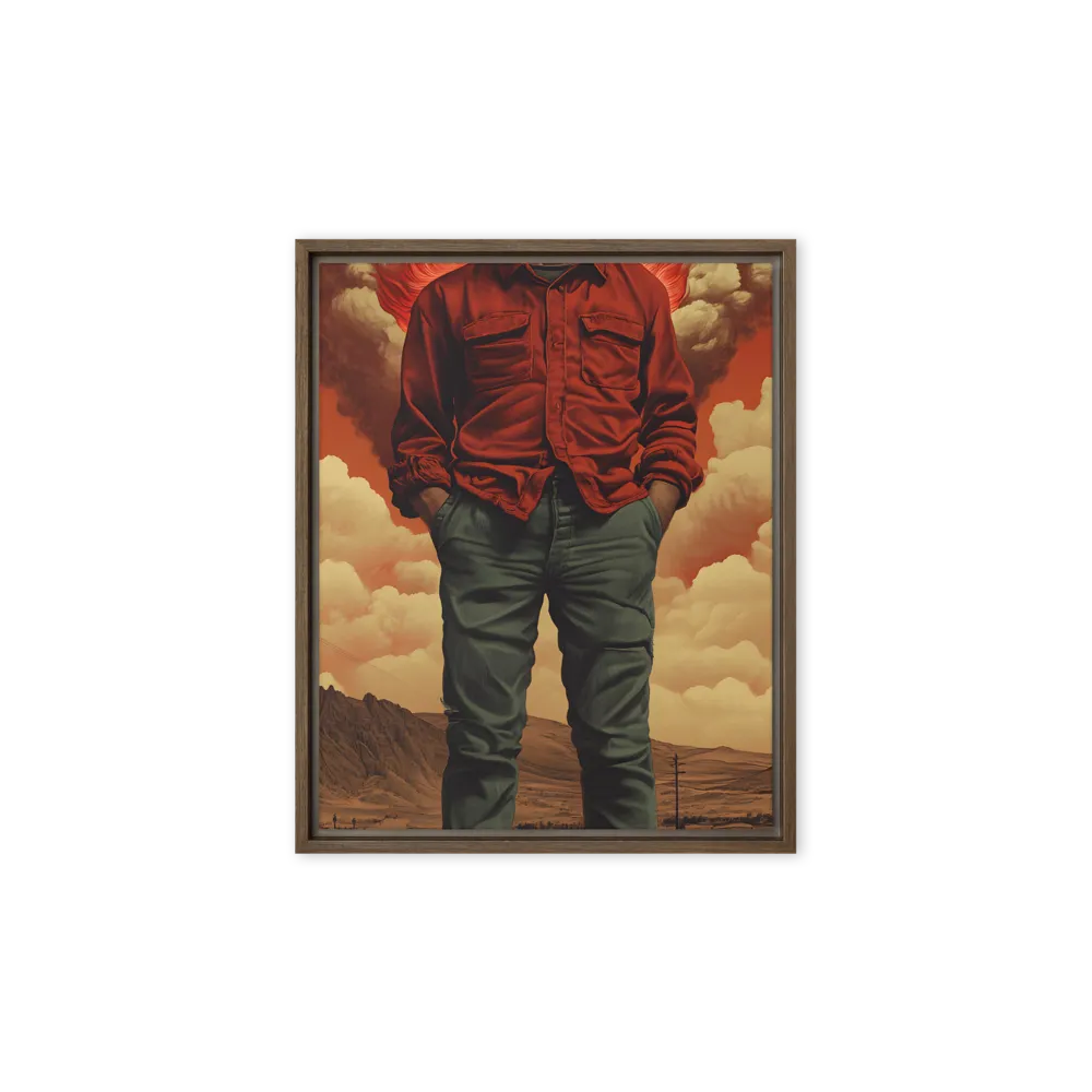 Defiant Spirit in a Surreal Landscape | Canvas with Brown Frame | 8″×10″