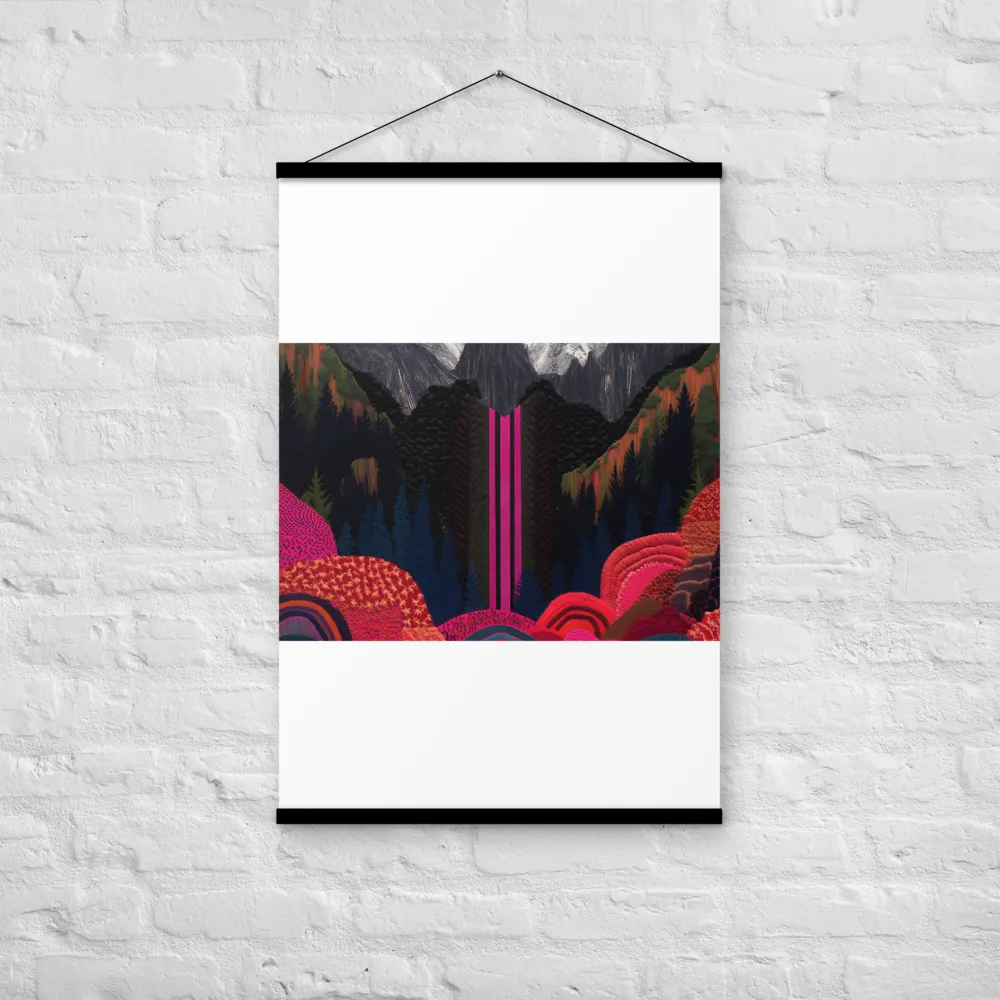Ethereal Cascade: A Surreal Landscape | Poster With Black Wood Hanger | 24″×36″