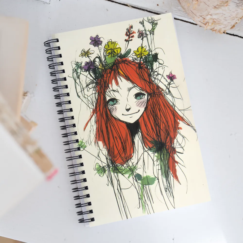 Whimsical Floral Portrait | Spiral Notebook