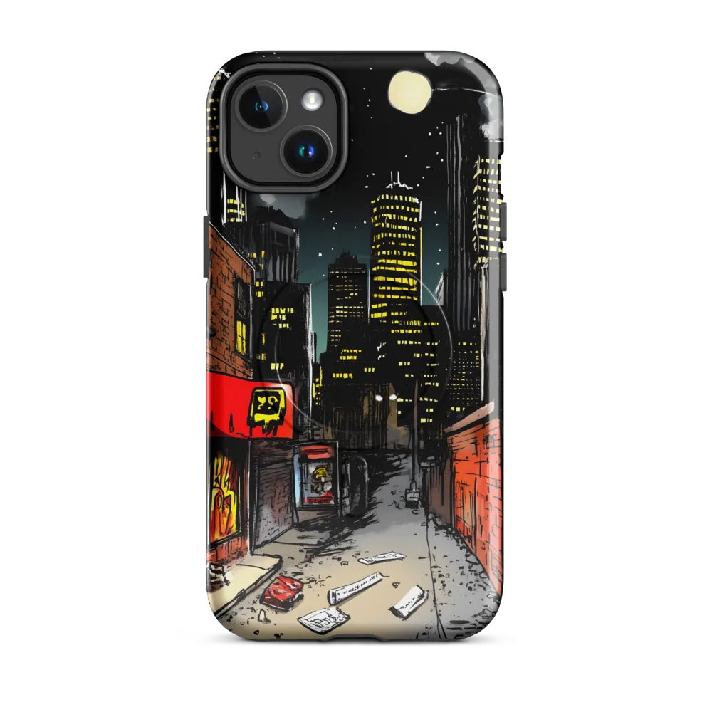 Nocturnal Cityscape: The Hidden Alley | Phone Case |  14 Plus | MagSafe® Tough Case | Glossy