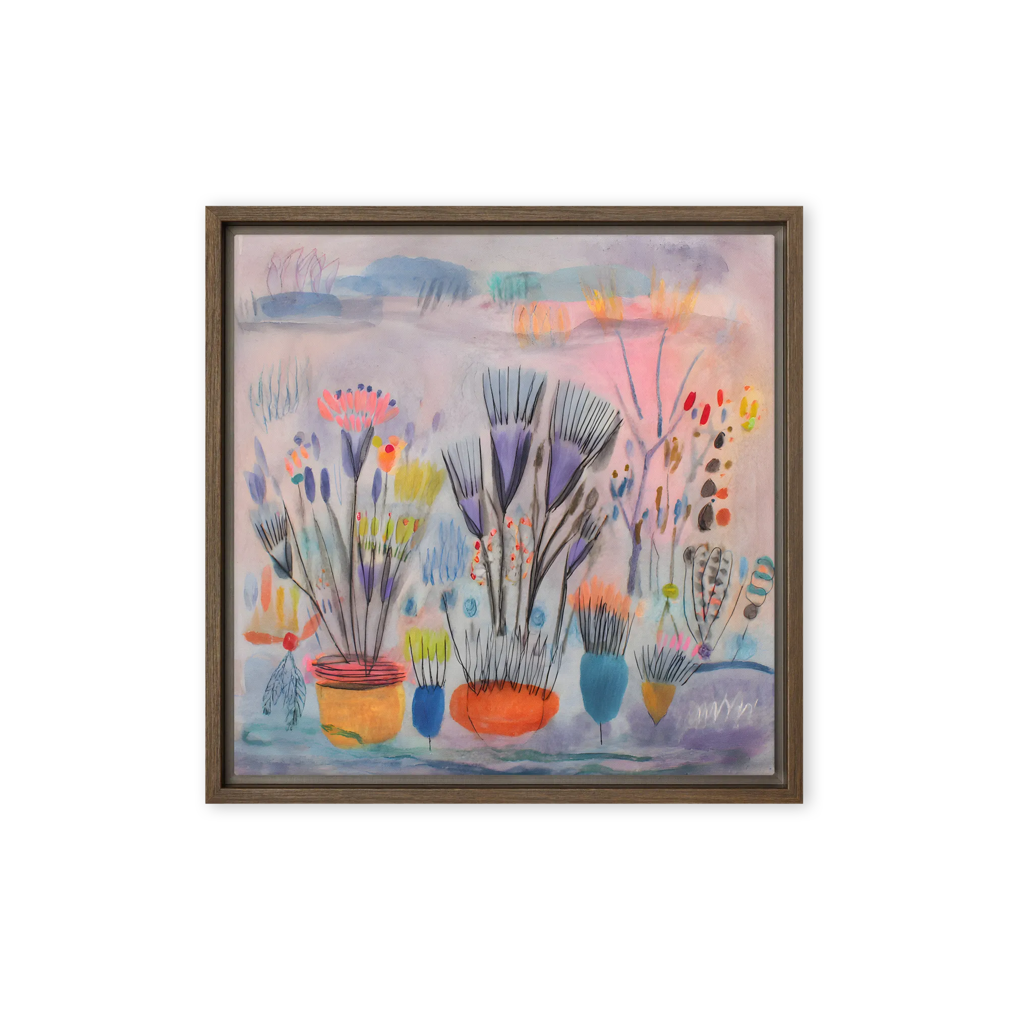 Dreamy Botanical Study 
 Canvas with Brown Frame