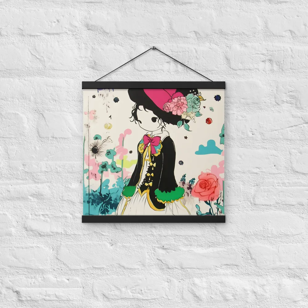 Whimsical Garden Reverie | Poster With Black Wood Hanger | 16″×16″