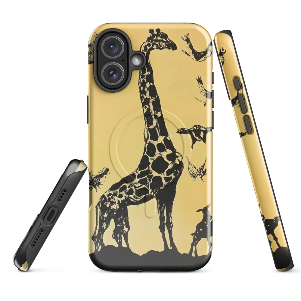 Whimsical Harmony of Giraffe and Birds