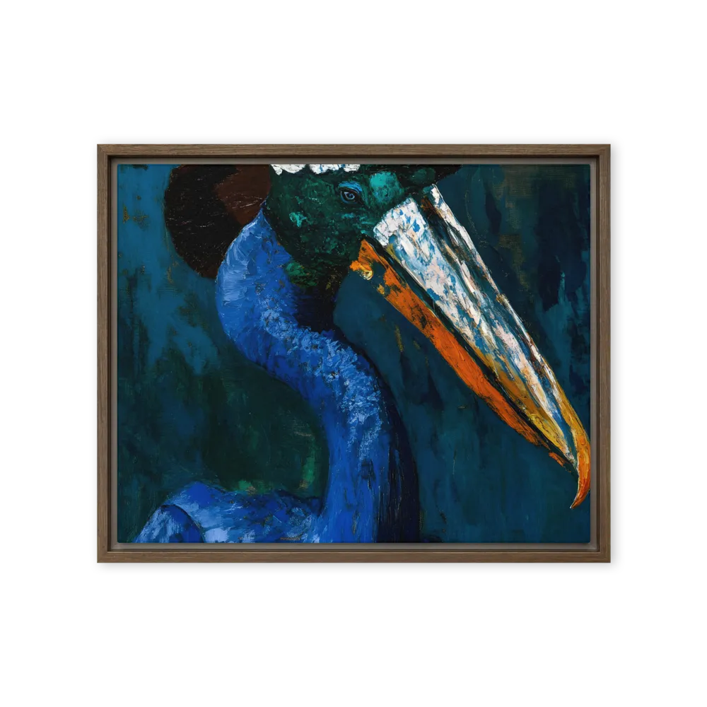 Majestic Absurdity: The Hat-Wearing Bird | Canvas with Brown Frame | 16″×20″