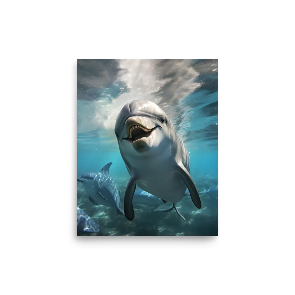 Beneath the Waves: A Dolphin's Dance | Poster | 8″×10″