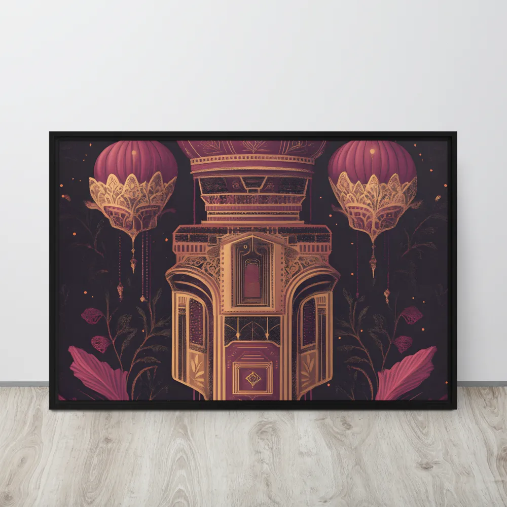 Ornate Harmony: A Digital Floral Architecture | Canvas with Black Frame | 24″×36″