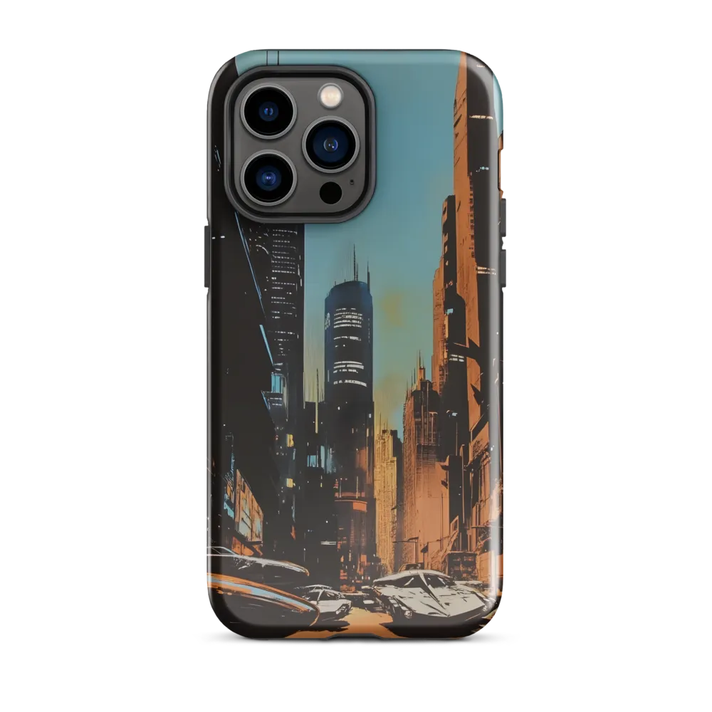 Futuristic Cityscape in Blue and Orange