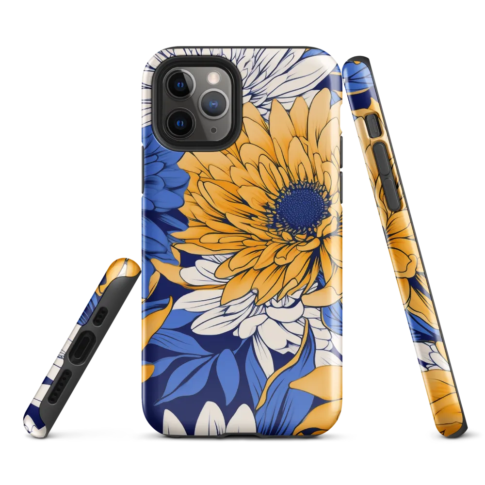 Floral Harmony in Blue and Yellow