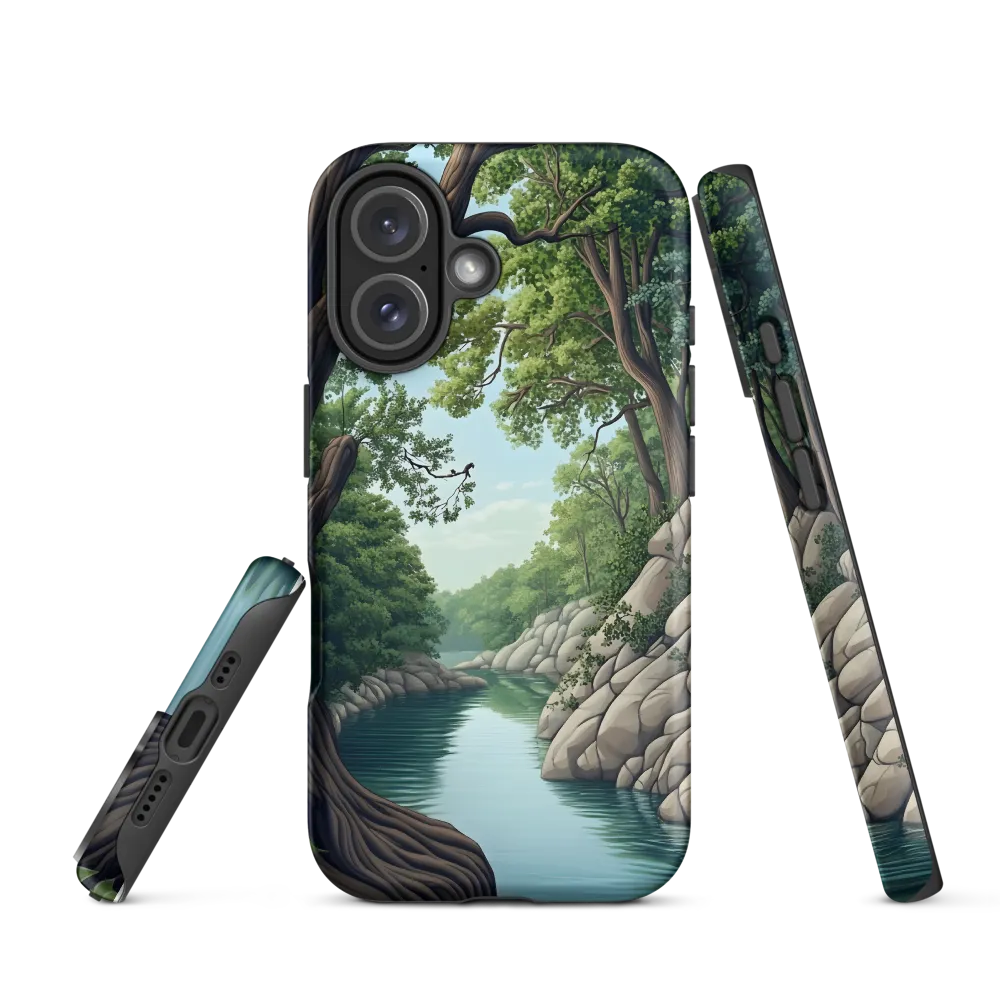 Tranquil Reflections: A Serene River Landscape | Phone Case