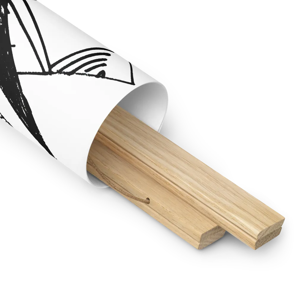 Dynamic Geometry in Ink | Poster With Oak Wood Hanger | 14″×14″