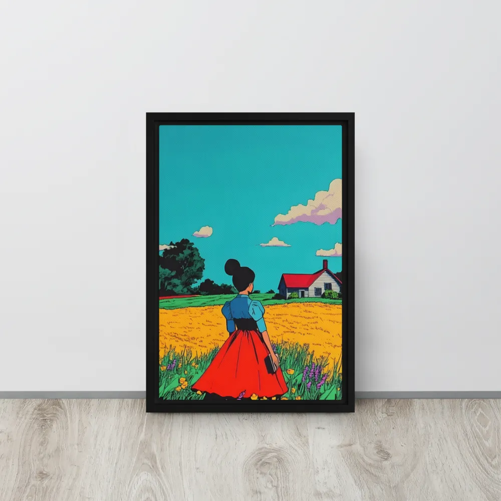 Whispers of a Sunlit Meadow | Canvas with Black Frame | 12″×18″