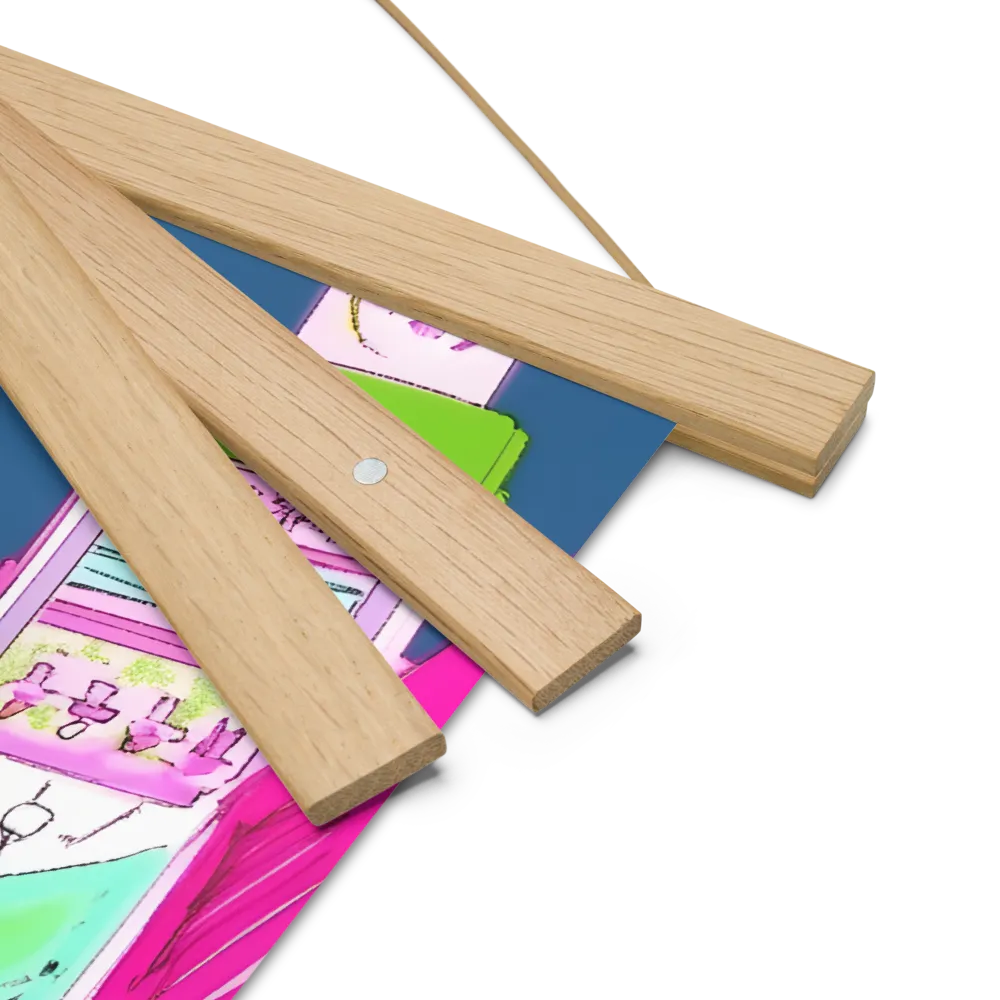 Futuristic Cityscape with Floating Structures | Poster With Oak Wood Hanger | 14″×14″