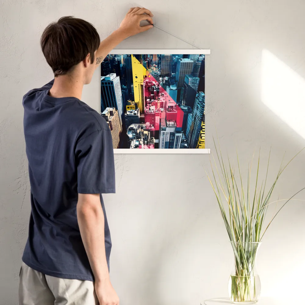 Dynamic Urban Symphony | Poster With White Wood Hanger | 18″×18″