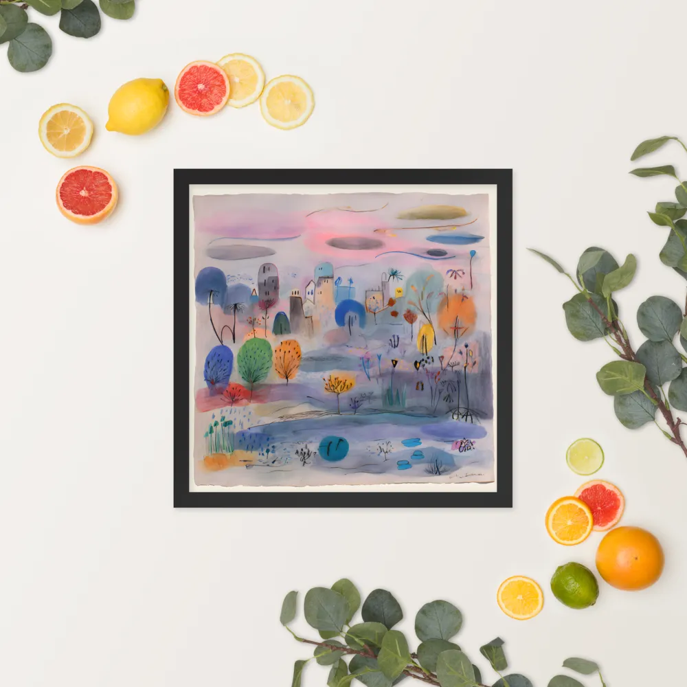 Dreamscape Village 
 Poster with Black Frame | 16″x 16″