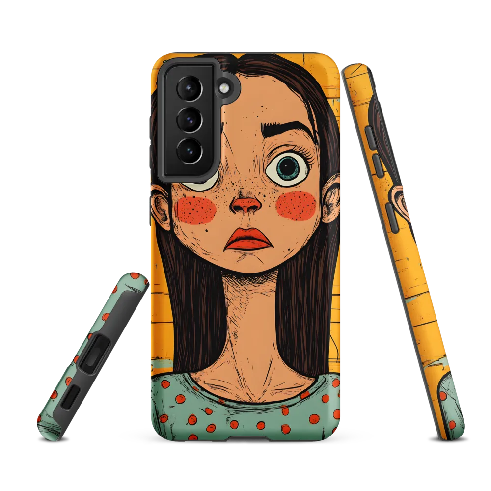 Wide-Eyed Portrait on Distressed Yellow Planks